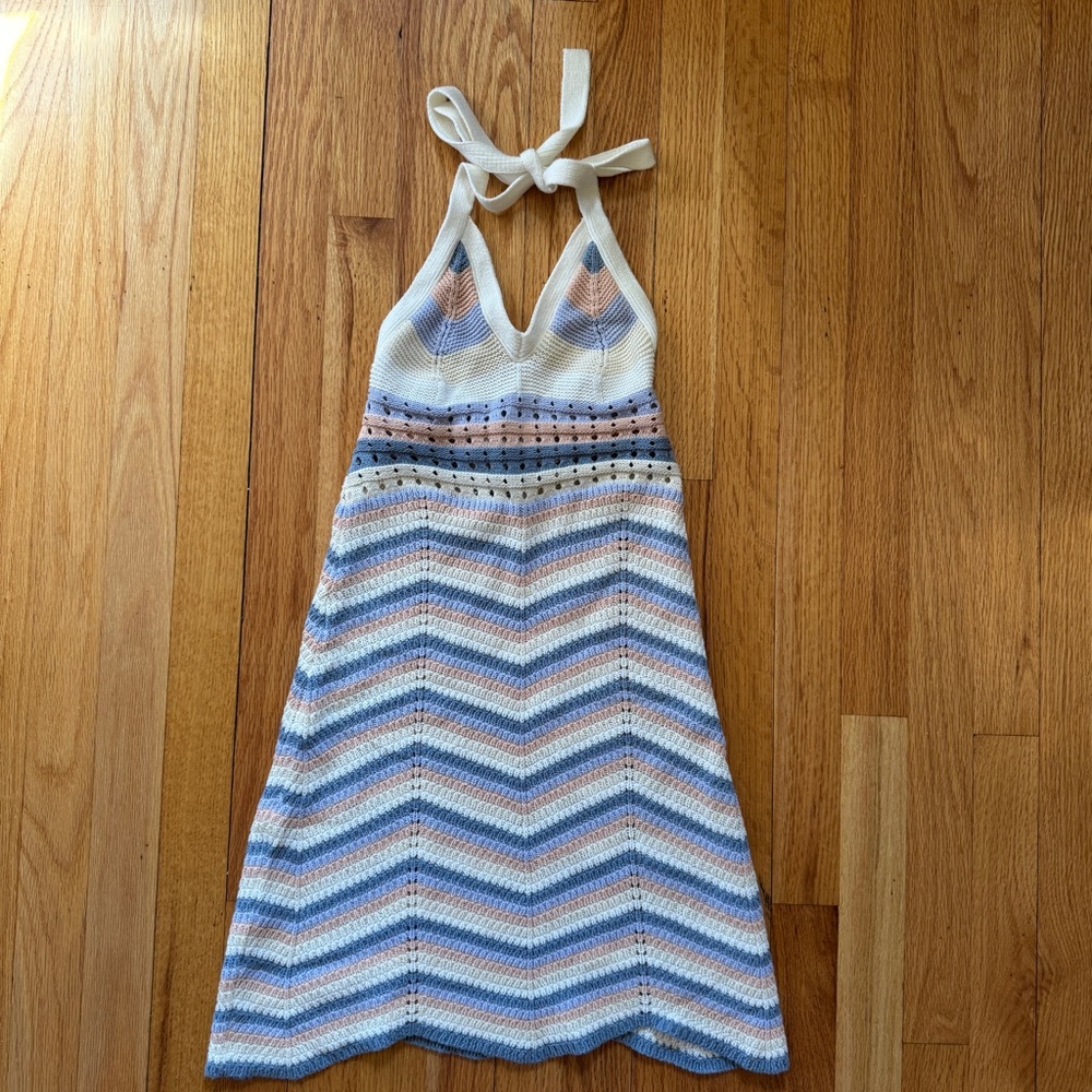 Pink Rose Knit Halter Dress